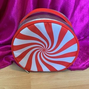 New and never used large red and silver Clinique cosmetic case zipper op…